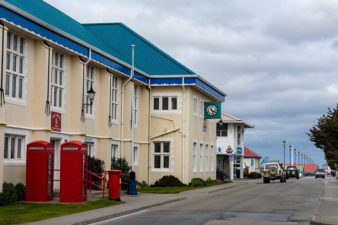 The post office on Ross Road in Stanley, Falkland Islands. Stanley, Falkland Islands.
