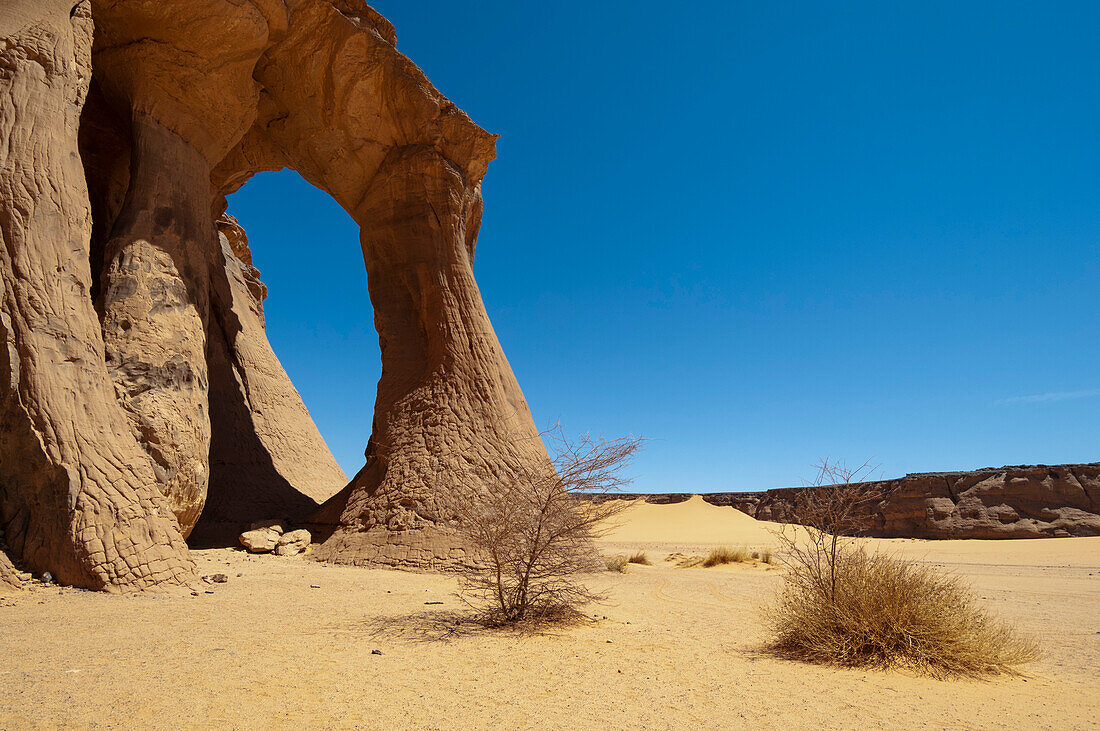 Tin Ghalega rock formation, Red Rhino Arch. Wadi Teshuinat, Akakus, Fezzan, Libya