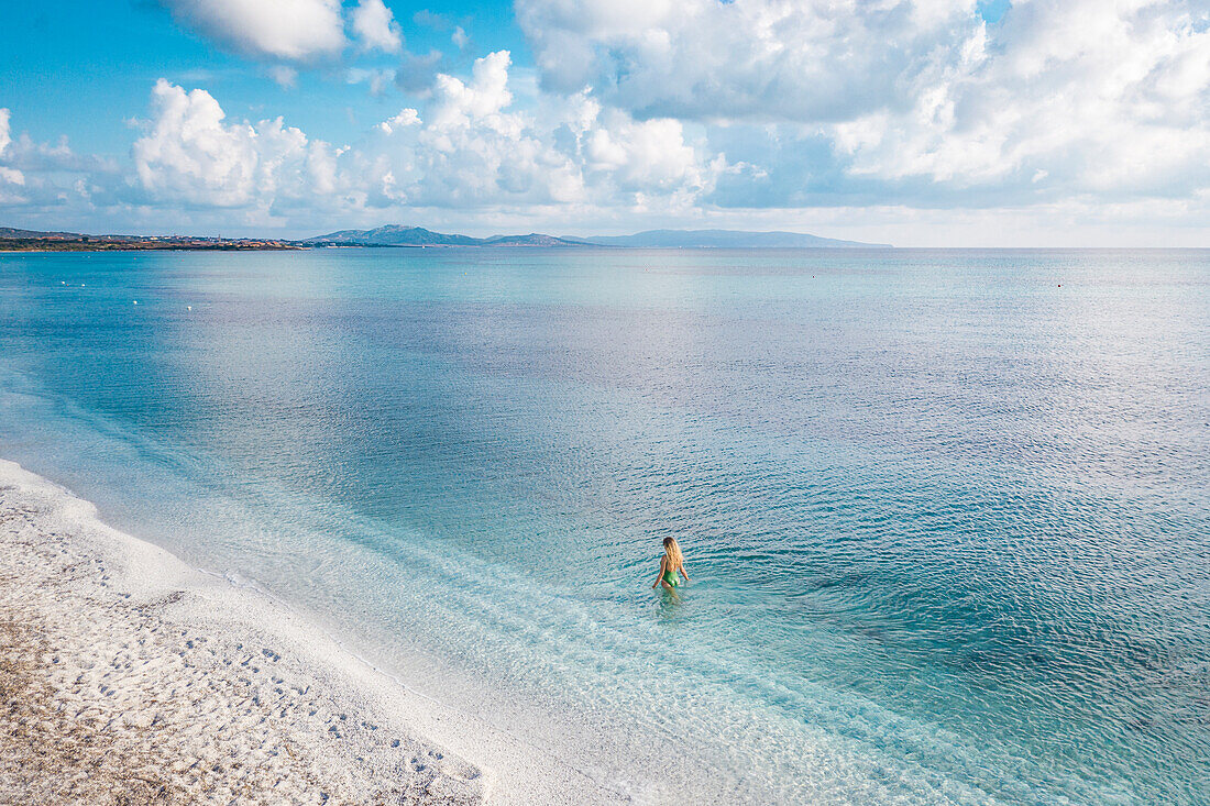 Aerial view of Stintino beach. Stintino, Sassari province, Sardegna, Italy