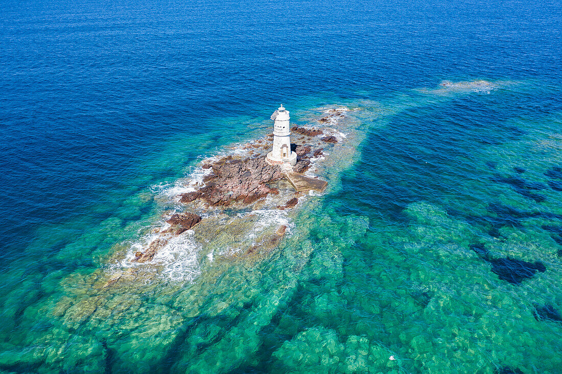 Leuchtturm von Mangiabarche, Calasetta, Sant'antioco, Sardinien, Italien