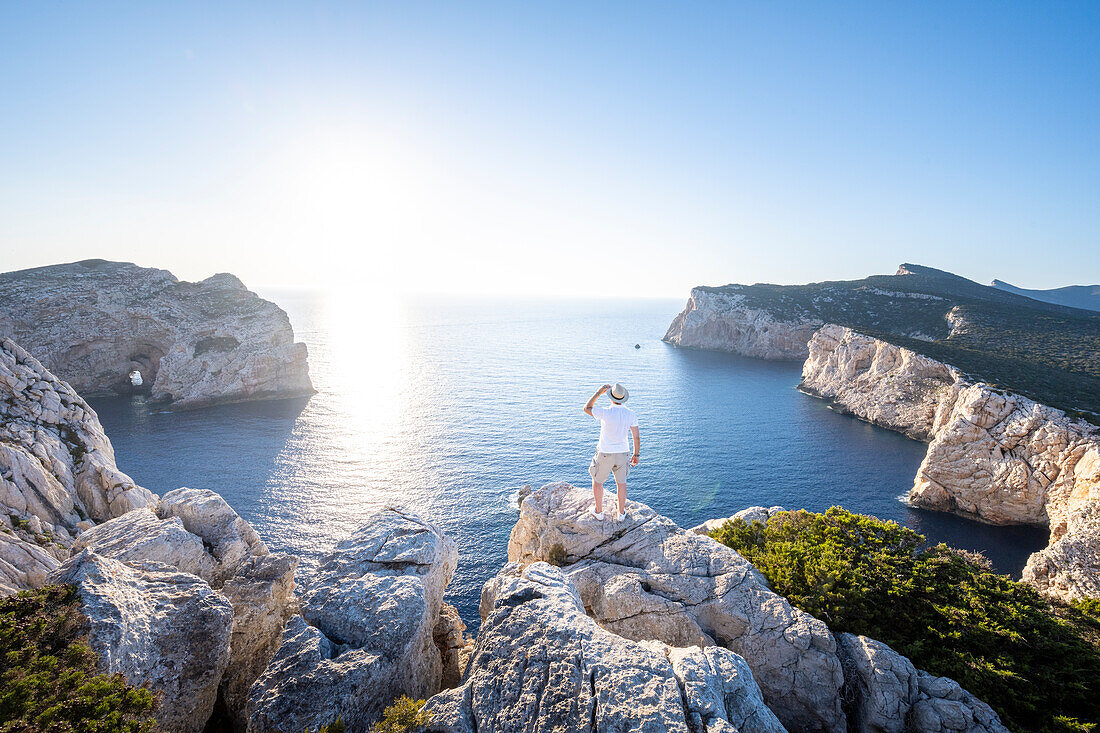 Sonnenuntergang am Capo Caccia, Alghero, Provinz Sassari, Sardinien, Italien