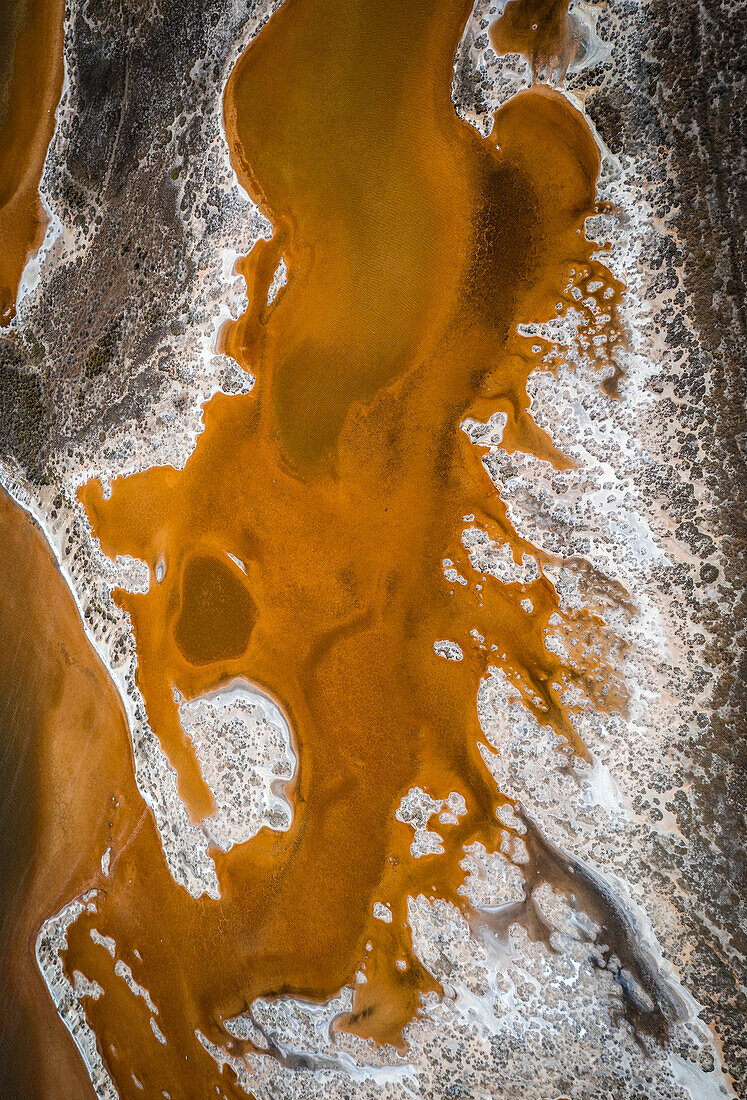 Aerial views of Sant'Antioco saline. Sant'Antioco, Sulcis Iglesiente, Sardegna, Italy