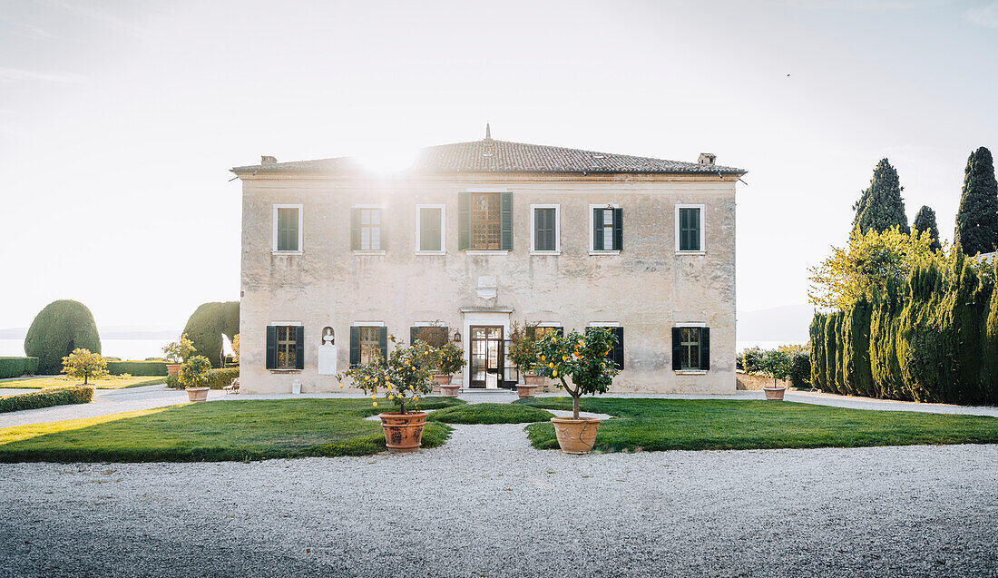 Punta San Vigilio during sunset. Garda, Verona province, Veneto, Garda Lake, Italy.