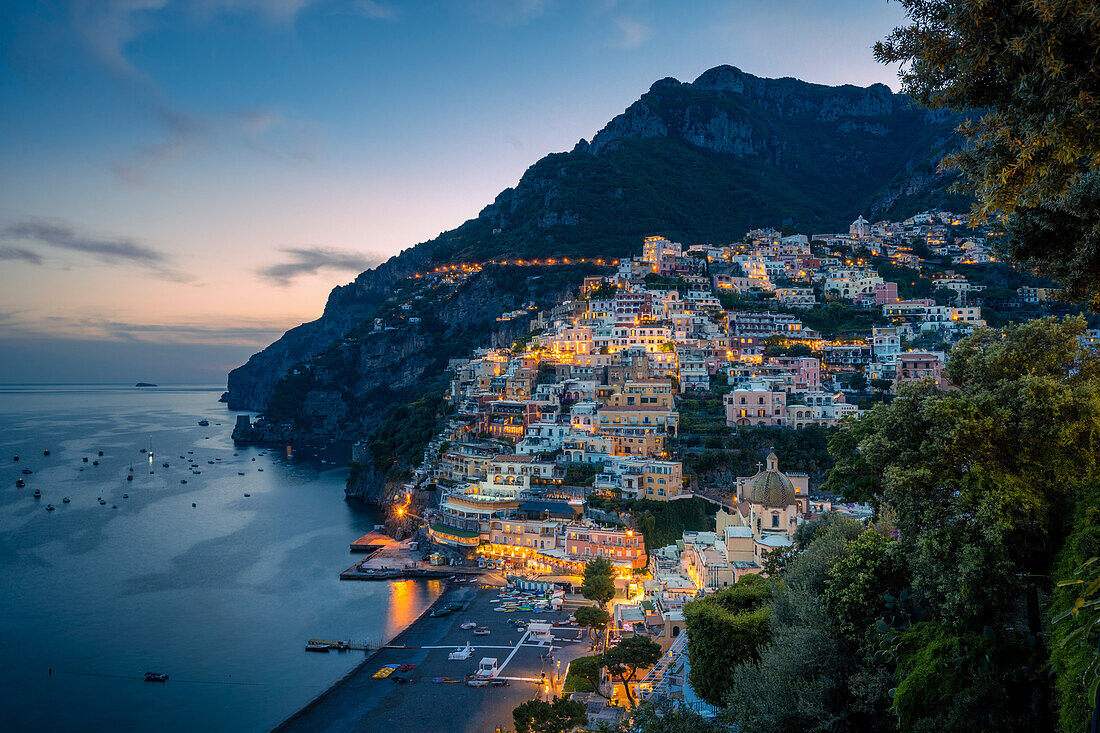 Positano, Amalfiküste, Kampanien, Italien.