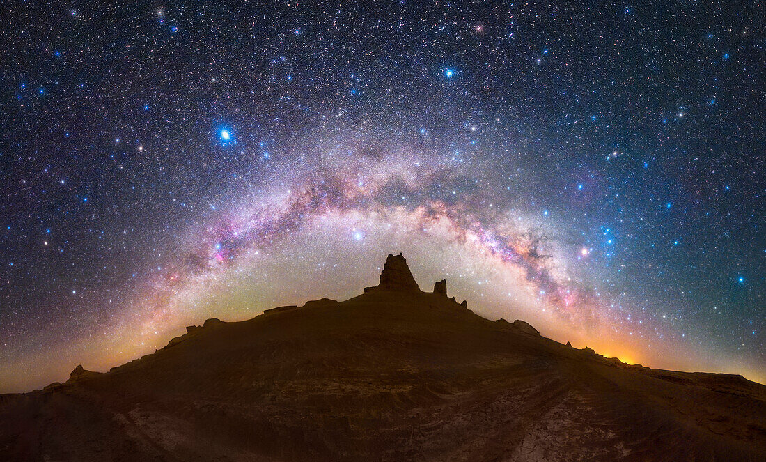 Milky Way and Summer Triangle over Lut desert, Kerman, Iran