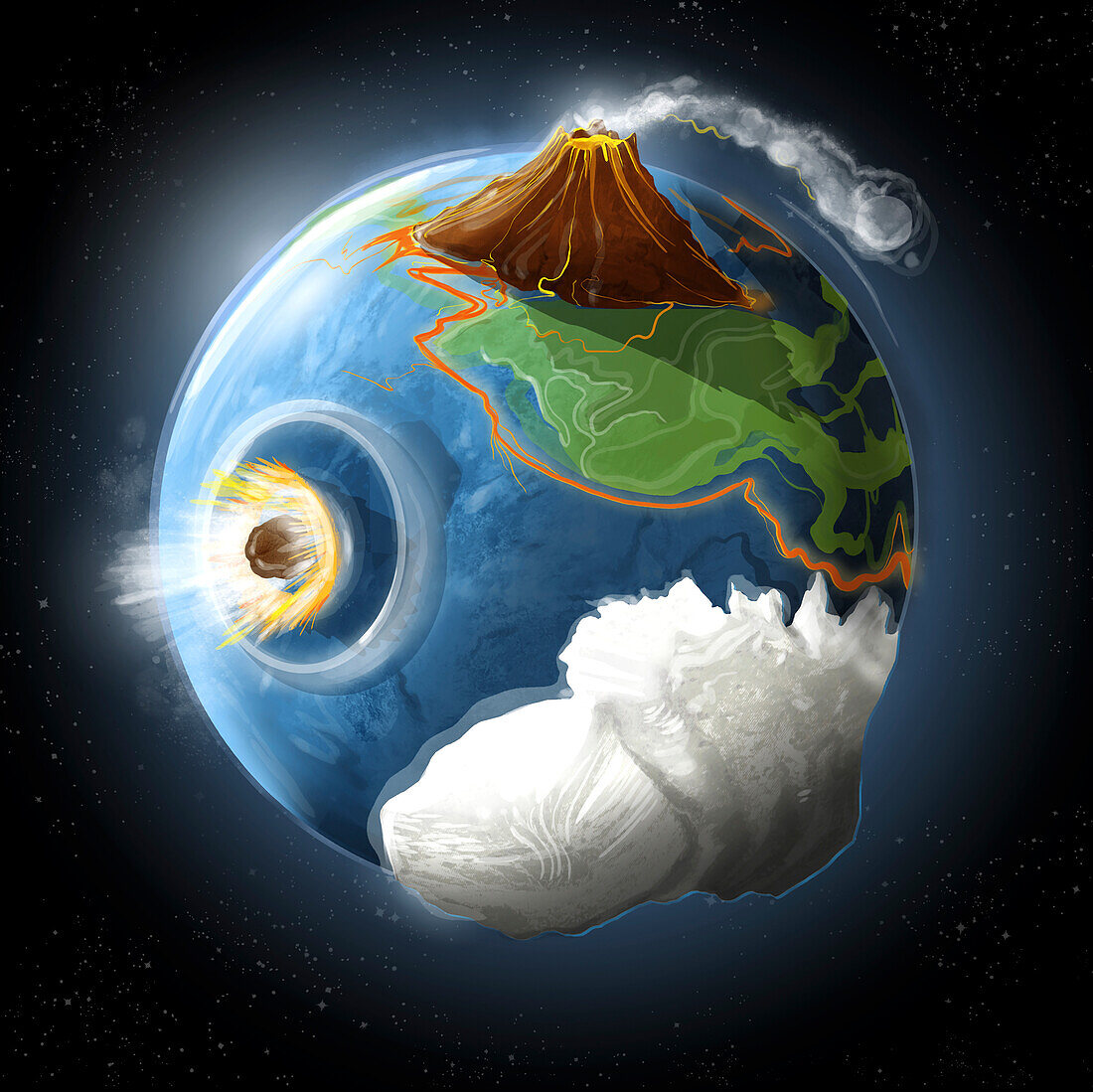 Earth extinctions, conceptual illustration
