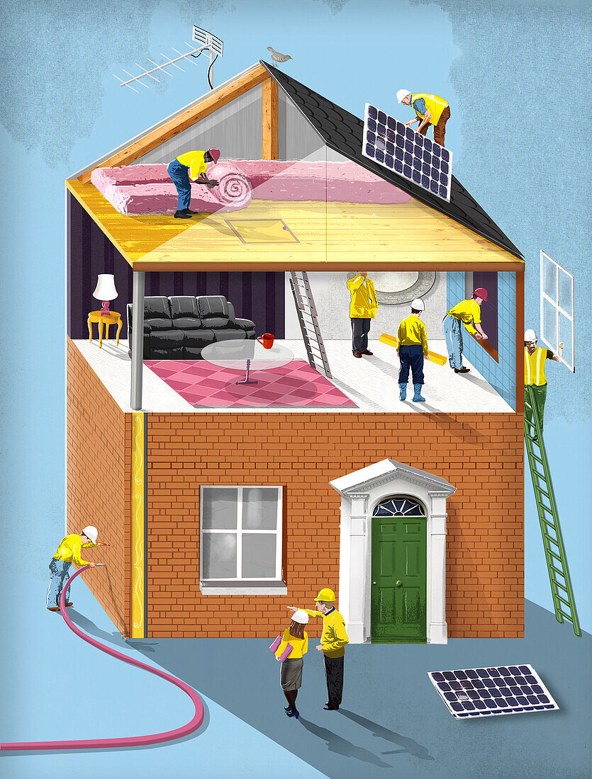 Home efficiency, conceptual illustration
