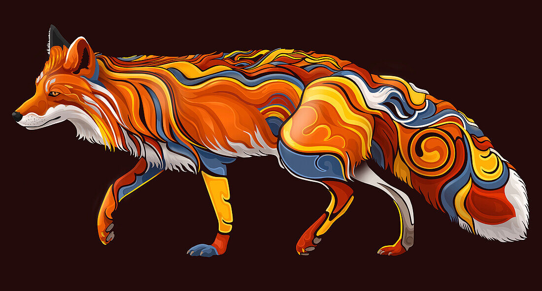 Red fox, illustration