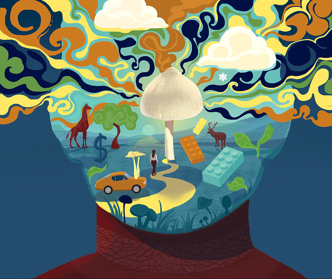 Fungi mind, conceptual illustration