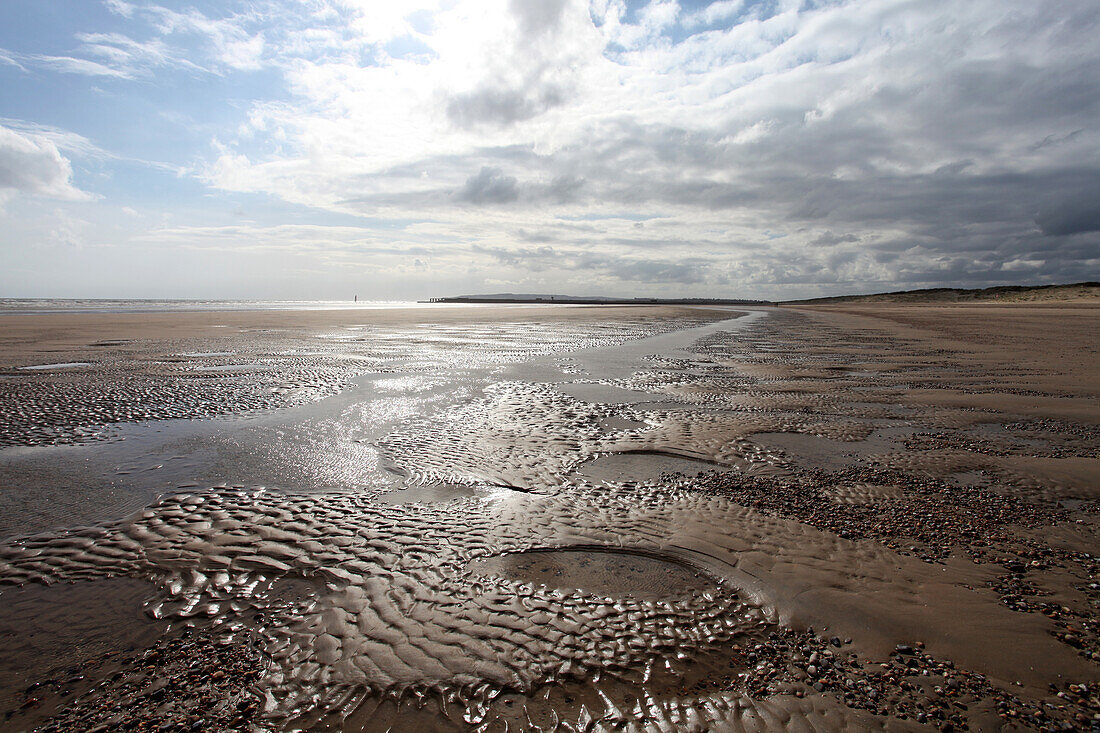 Ripple marks in sand at low tide
