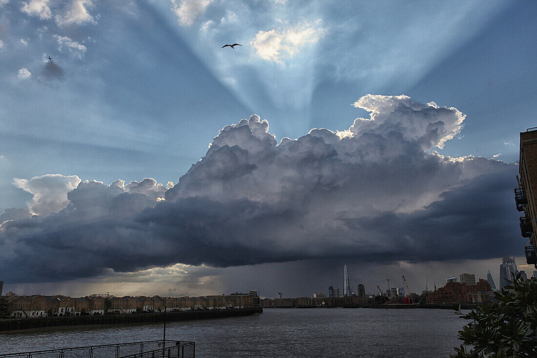 Sunset behind clouds