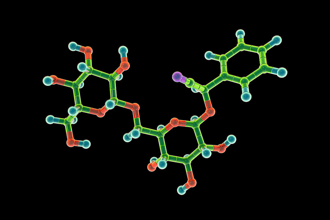 Molecular model of amygdalin, illustration