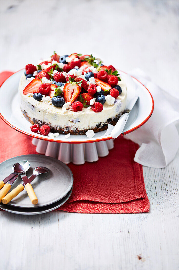 Chrismas ice-cream cake with berries