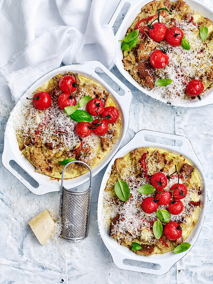 Caramelised onion and capsicum strata