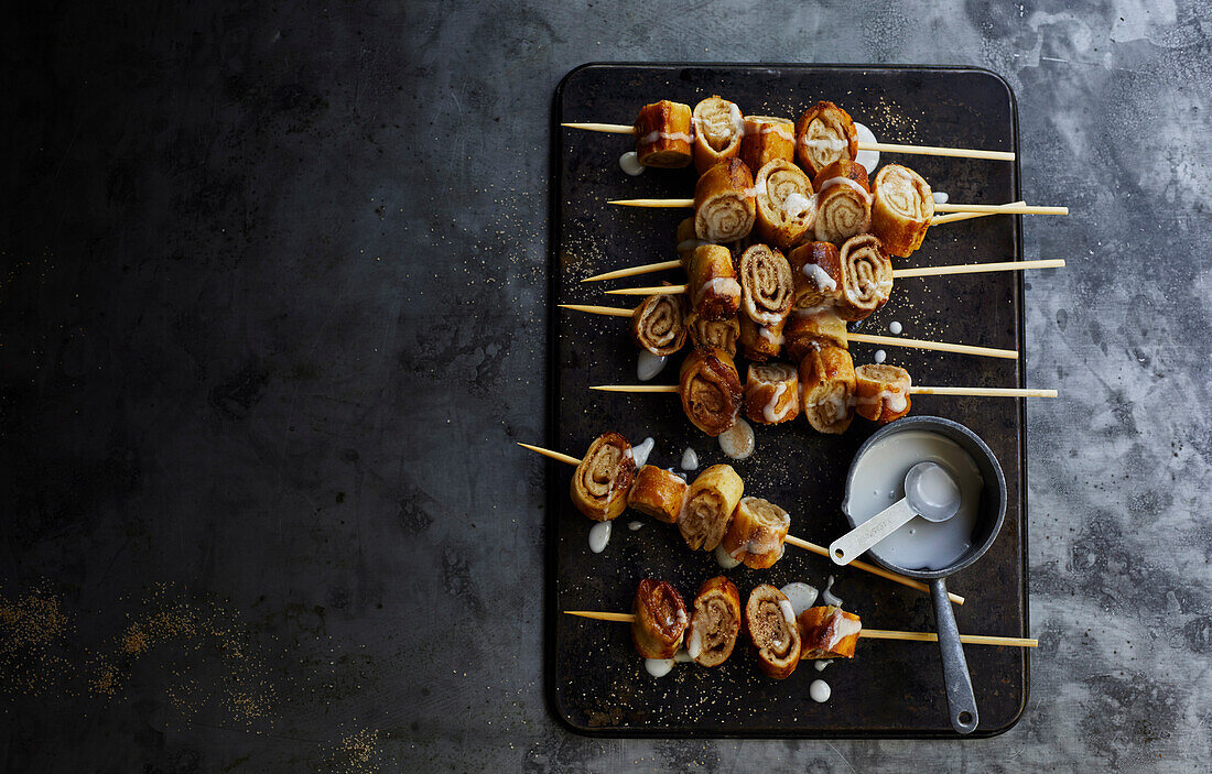 Cinnamon scrolls on a stick