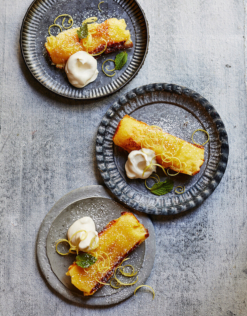 Lemon delicious pudding slices