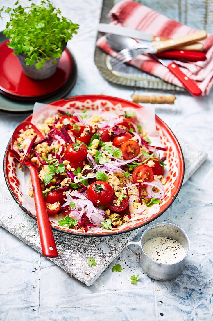 Kichererbsen-Tabouleh mit Tomaten