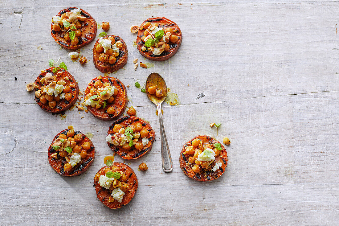 Chargrilled sweet potato toasts