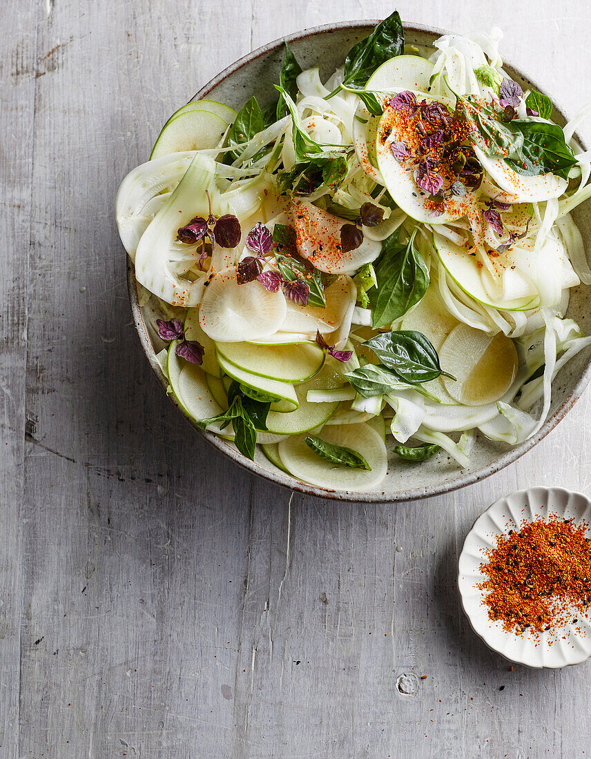 Yuzu pickled daikon and apple salad