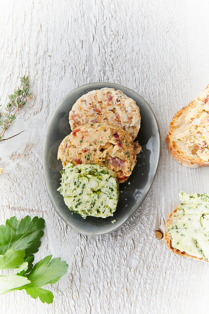Different kinds of herb butter