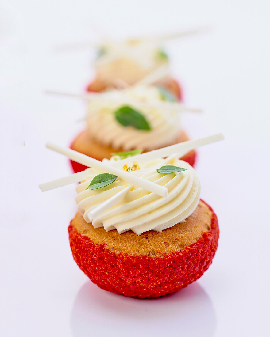 French Choux au Craquelin with Strawberries and Basil