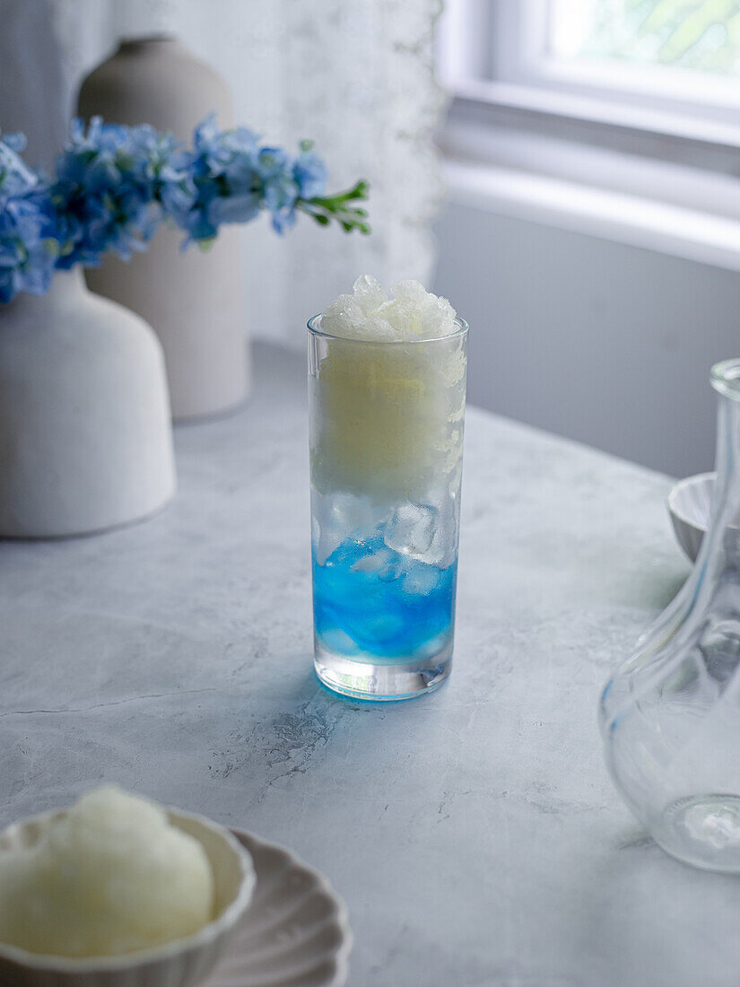 Blue Curacao with lemon granita