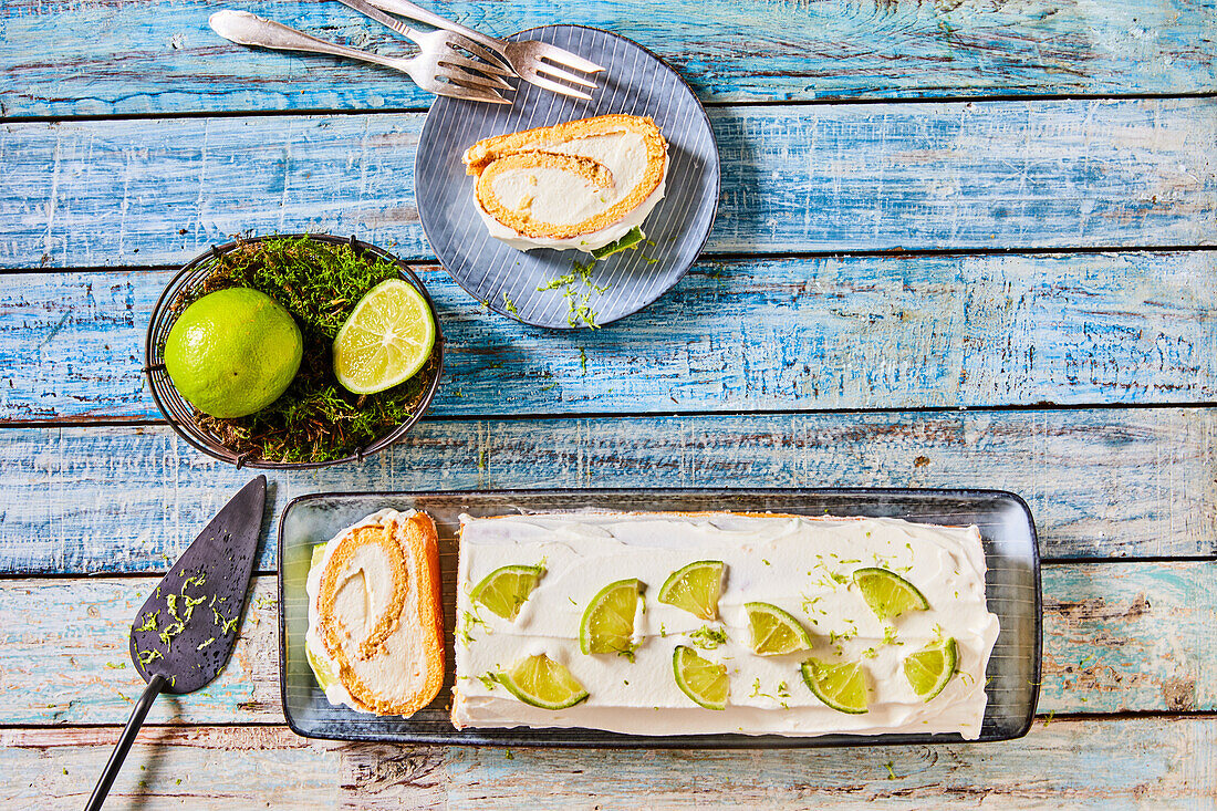 Lime and sour cream roulade