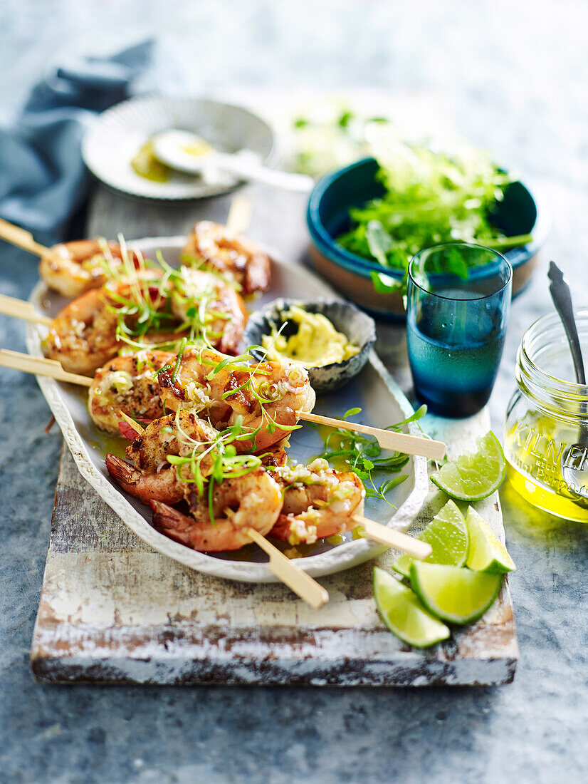 Gegrillte Garnelen mit Zitronengras und Limette