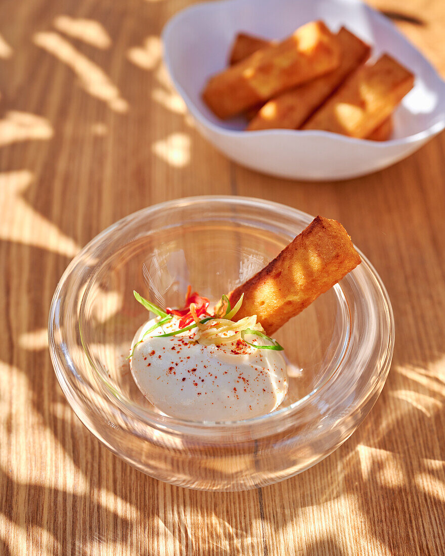 Panisse (chickpea fries, Provence, France) with mayonnaise