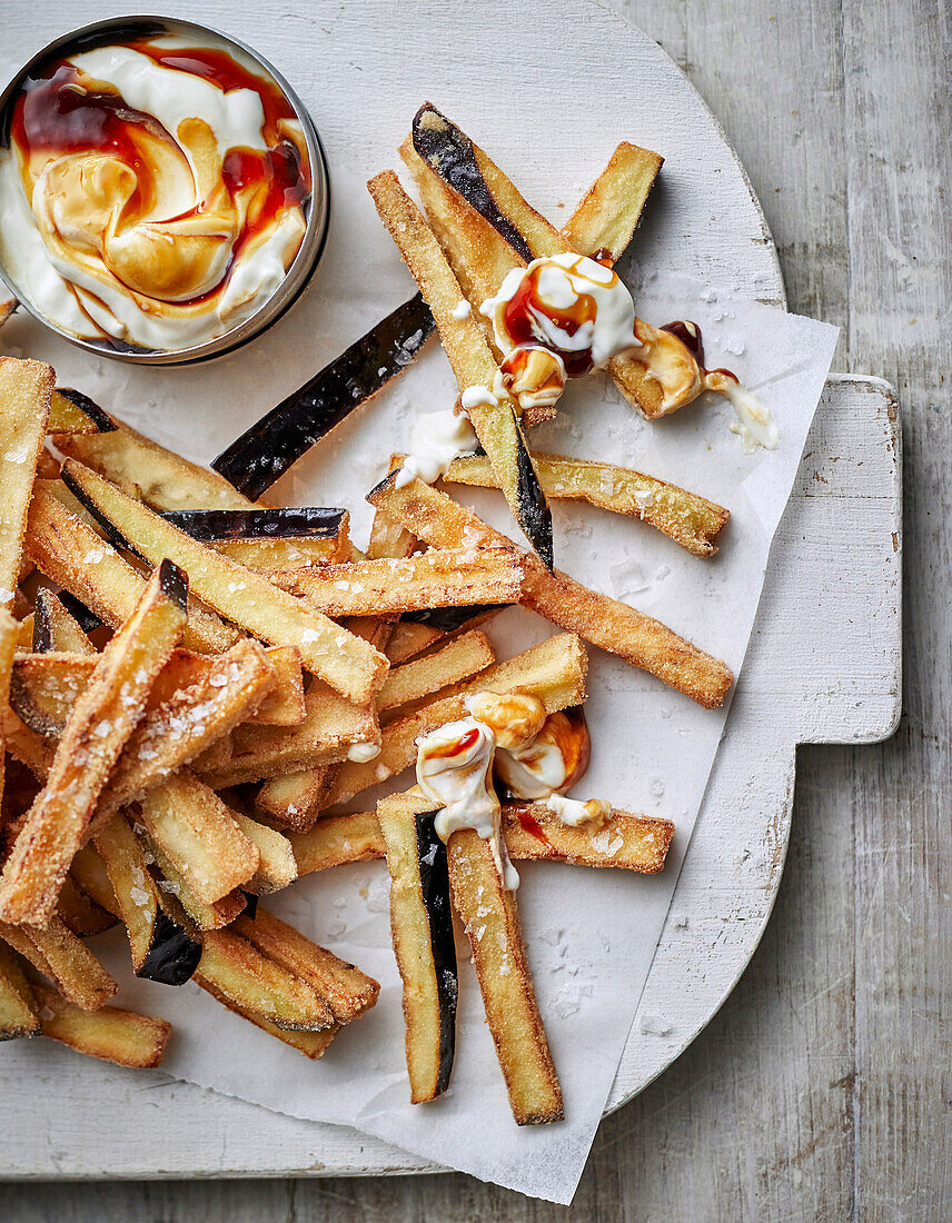 Semolina fried eggplant with date molasses yoghurt