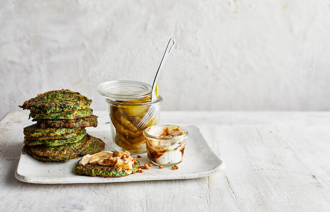 Middle eastern herb pancakes