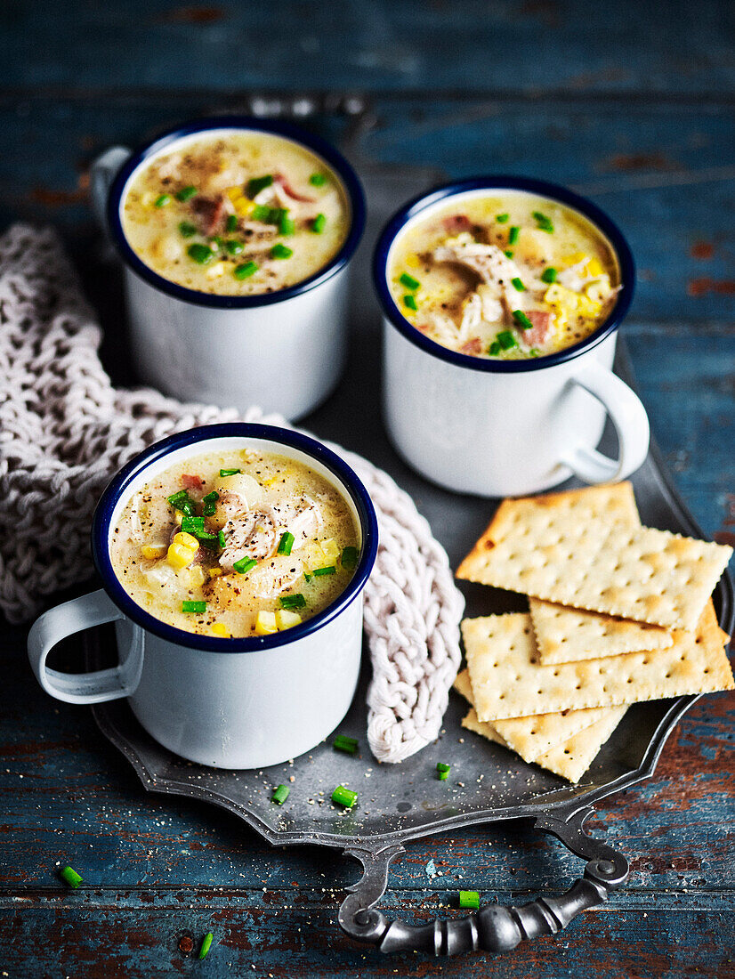 Hearty corn and chicken chowder