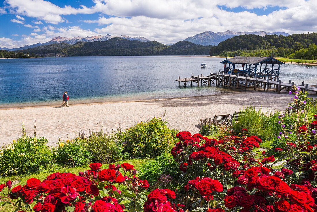 Blick auf den Nahuel Huapi See vom Las Balsas Gourmet Hotel und Spa, Villa la Angostura, Patagonien, Argentinien
