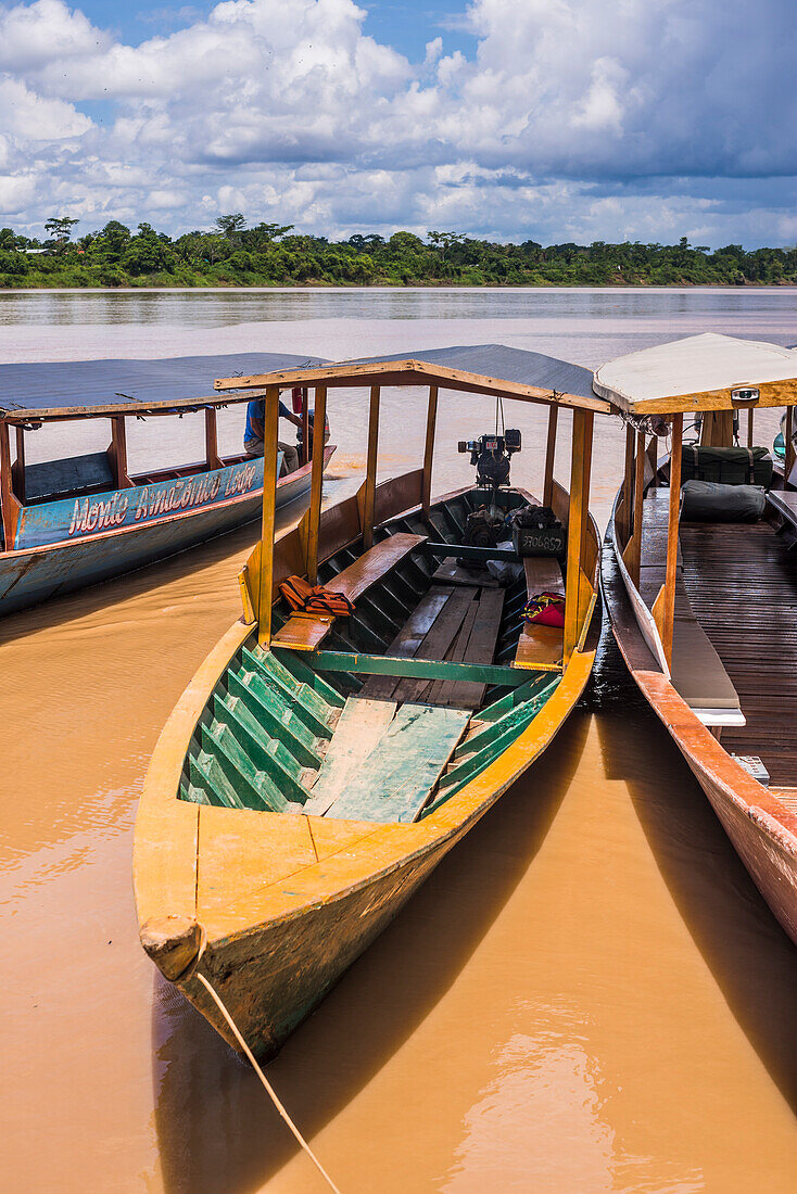 Boats on Rio Madre de Dios, Tambopata National Reserve, Tambopata Province, Peru