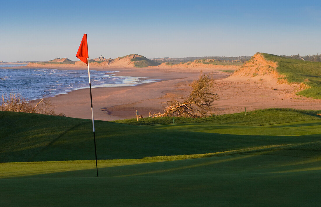The Links at Crowbush Cove Golf Course, beach and sand dunes; Prince Edward Island, Canada..