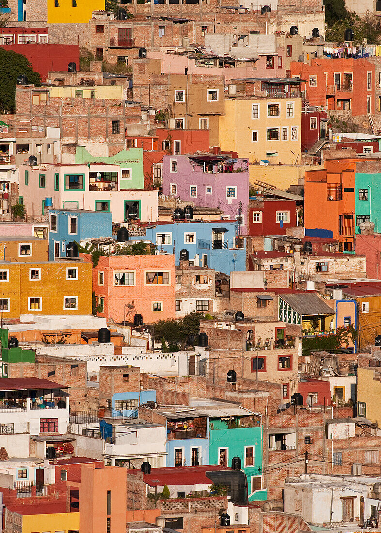 Houses on a hillside in Guanajuato, Mexico.