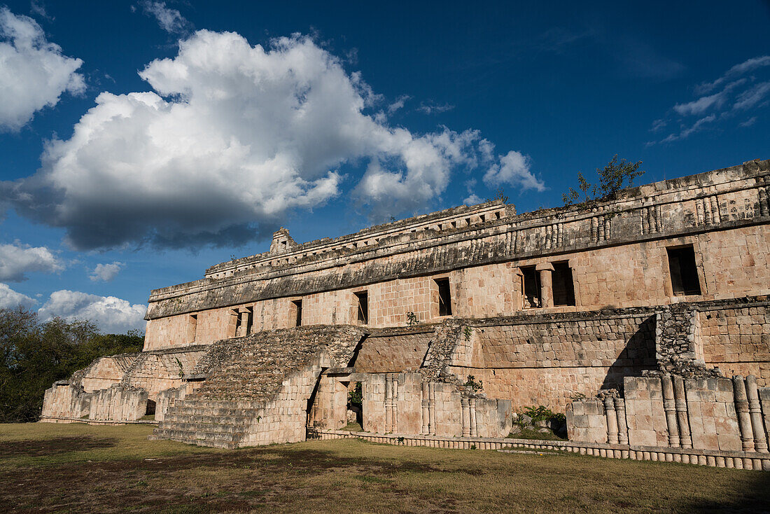 The Palace at Kabah. The pre-Hispanic Mayan ruins of Kabah are part of the Pre-Hispanic Town of Uxmal UNESCO World Heritage Center in Yucatan, Mexico.
