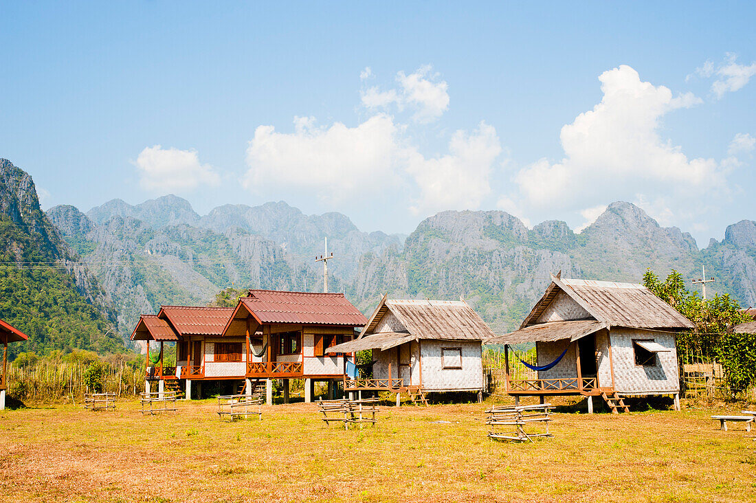 Bamboo Hut Accommodation at Vang Vieng, Laos