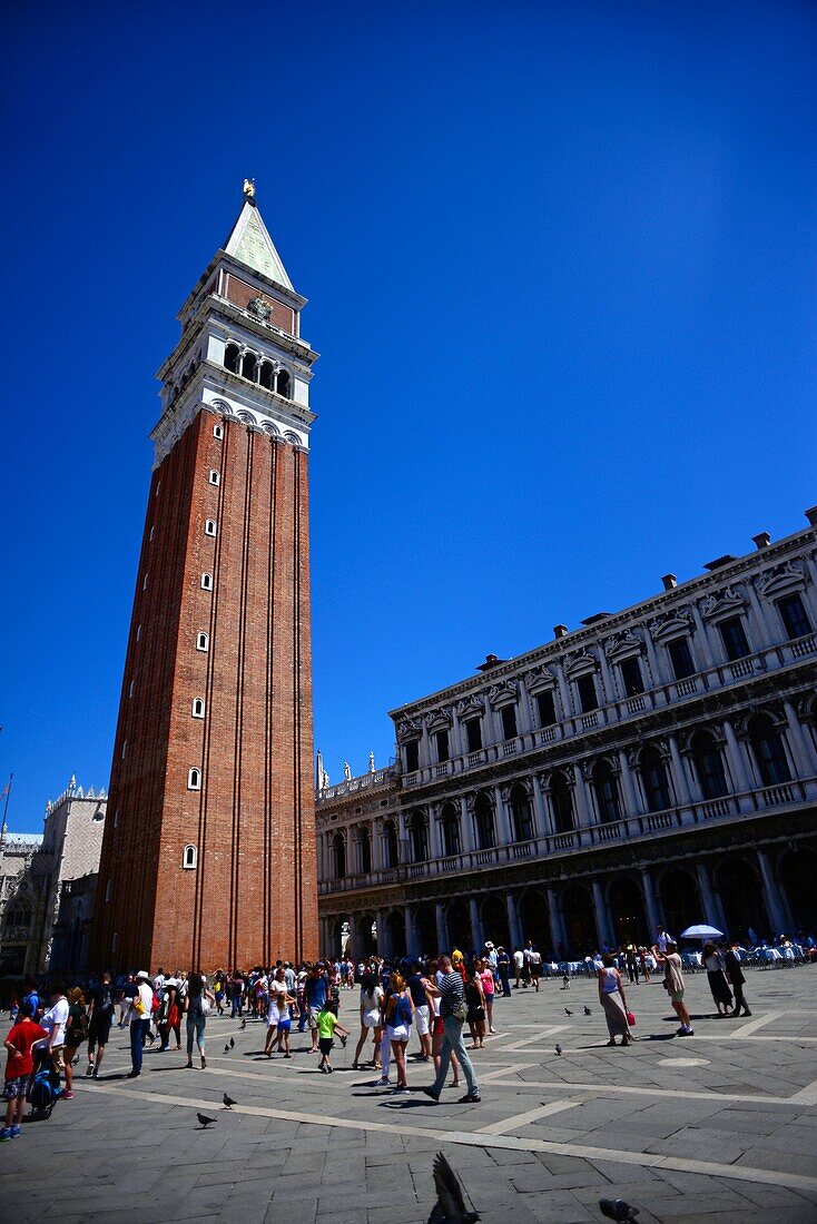 Der Campanile di San Marco (Glockenturm von San Marco) auf der Piazza San Marco in Venedig, Italien