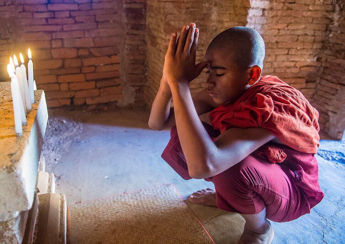 Novice monk in bagan Myanmar