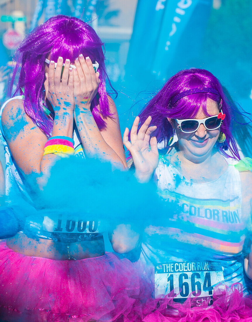 An unidentified runners at the Las Vegas Color Run. The Color Run is a 5k worldwide hosted fun race