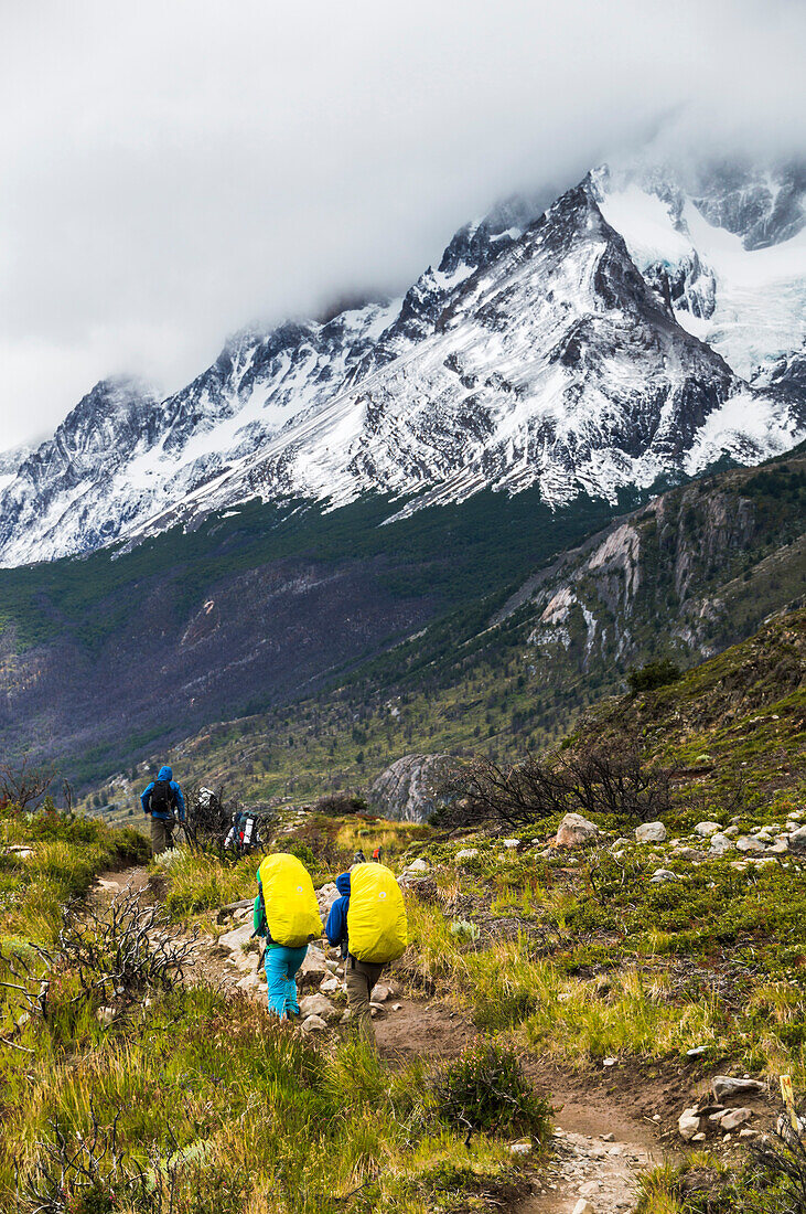 Hiking in Grey Glacier Valley, Torres del Paine National Park (Parque Nacional Torres del Paine), Patagonia, Chile