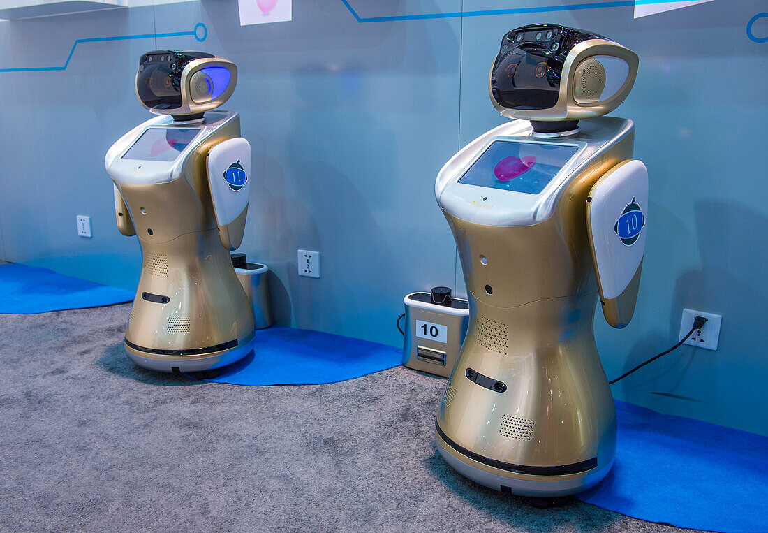LAS VEGAS - JAN 08 : Robots at the CES Show in Las Vegas, Navada, on January 08, 2017. CES is the world's leading consumer-electronics show