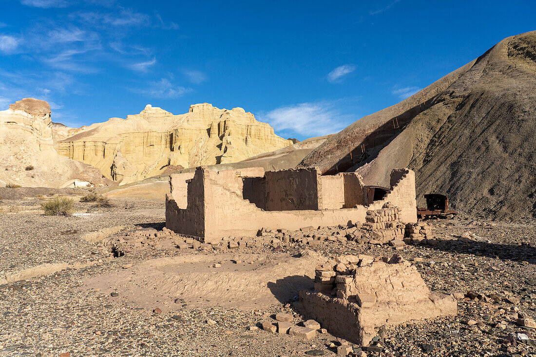 Remains of a silver-mining operation from the 1800s in the area of the Hill of Seven Colors near Calingasta, Argentina.