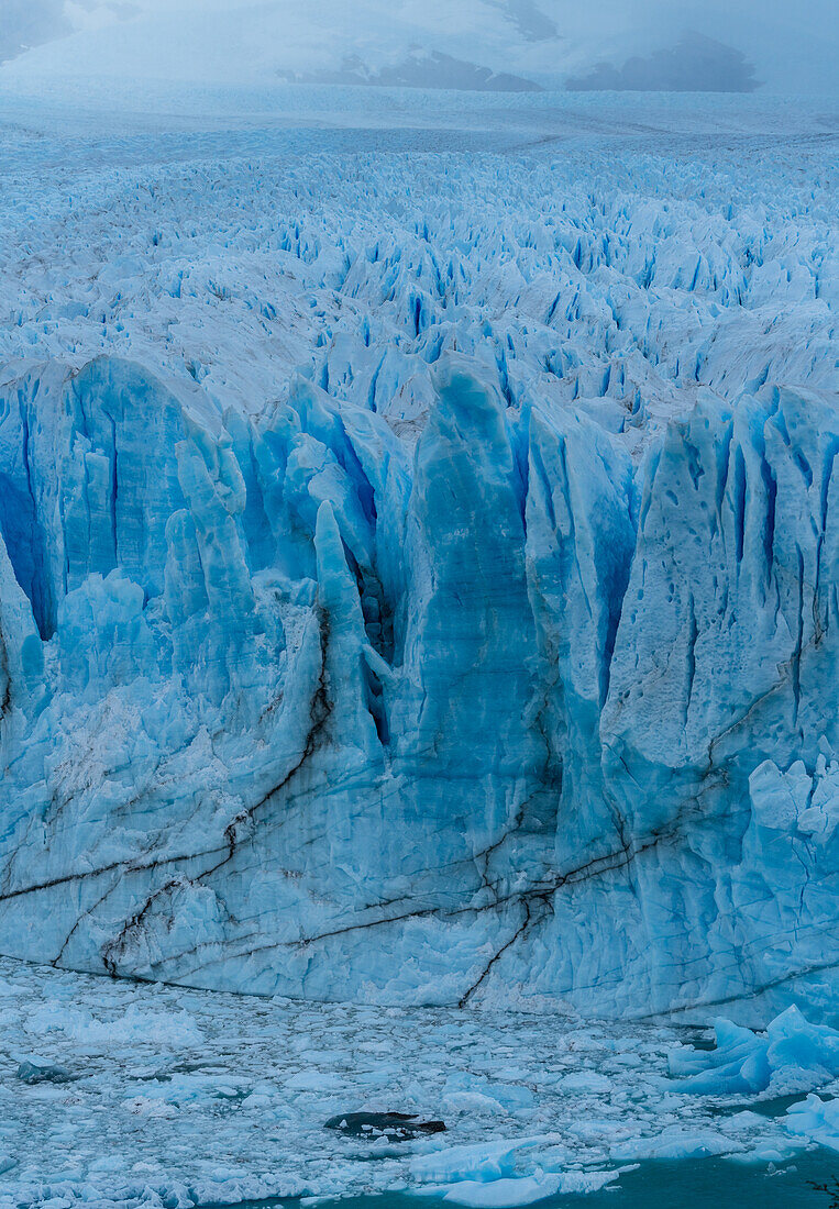 Detail images of the Perito Moreno Glacier in Los Glaciares National Park in the Patagonia region of Argentina, at the southern tip of South America. A UNESCO World Heritage Site in Patagonia.