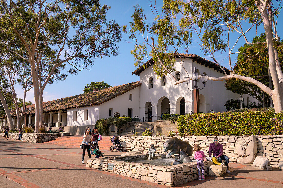 Visitors at Mission San Luis Obispo de Tolosa, central California.