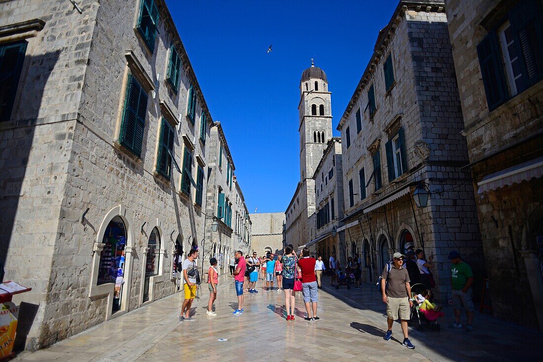 Main street Placa Stradun in Dubrovnik, Croatia