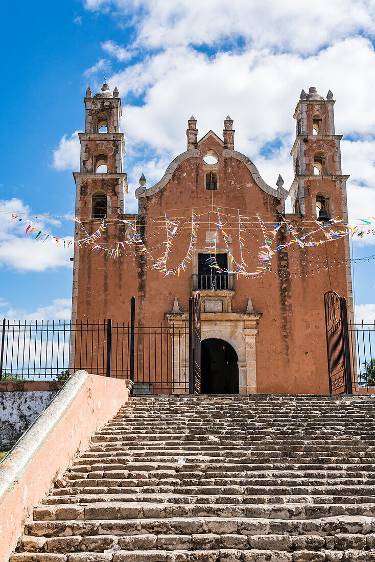 The colonial Church of Our Lady of the Assumption was completed by Franciscan friars in 1751 in the town of Tecoh, Yucatan, Mexico. In 1842, John Lloyd Stevens, the archeological explorer and author of "Incidents of Travel in Yucatan" climbed this church tower to look for Mayan ruins in the surrounding jungle.