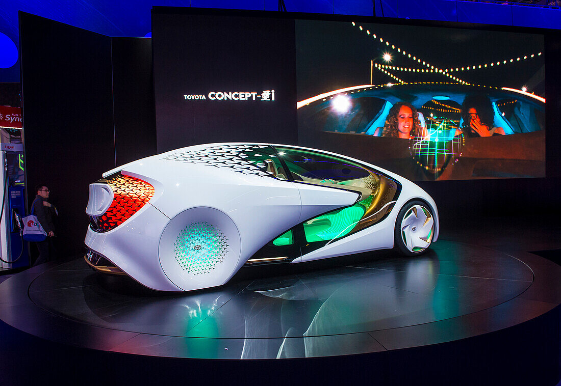 Toyota Konzeptfahrzeug auf der CES in Las Vegas. Die CES ist die weltweit führende Messe für Unterhaltungselektronik.