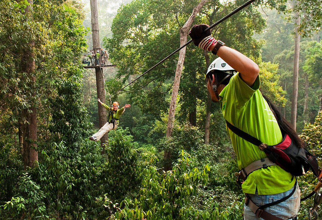 Jungle Flight zip line and forest canopy tour; Chiang Mai, Thailand.